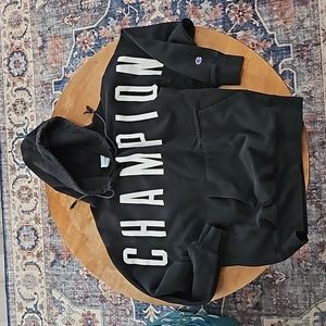 Champion oversize logo black hoodie